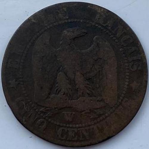 Франция 5 сантимов 1855 год  №328