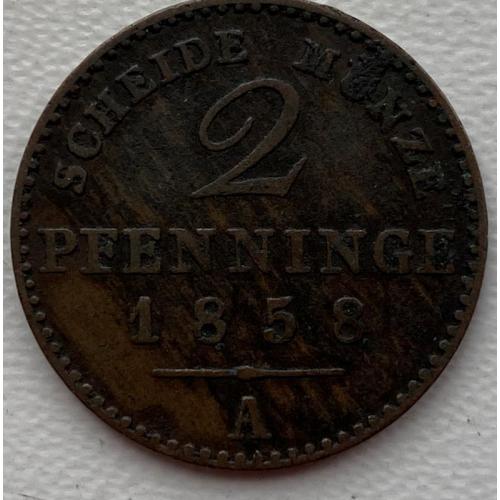 Германия 2 пфеннига 1858 год №г23