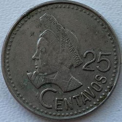 Гватемала 25 сентаво 1987 год №Ф7