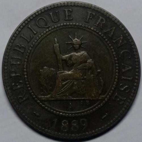 Индо-китай 1 цент 1889 год СОСТОЯНИЕ!!! №с261