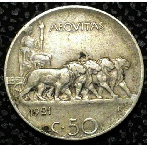 Италия 50 чентезимо 1921 год №209