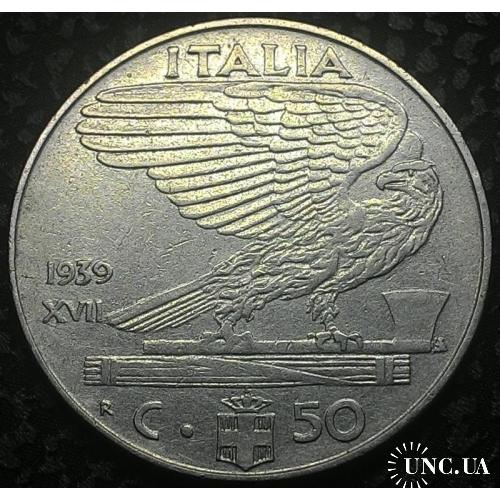 Италия 50 чентезимо 1939 год
