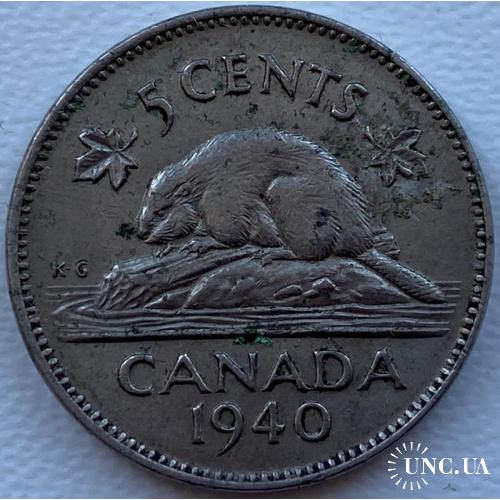 Канада 5 центов 1940 год