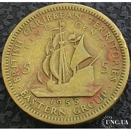 Карибы 5 центов 1955 год ПАРУСНИК!!!! №с529