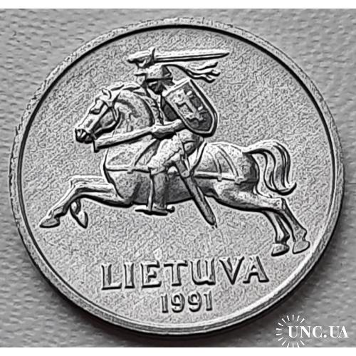 Литва 2 цента 1991 год UNC! ОТЛИЧНАЯ!!!!!!!

