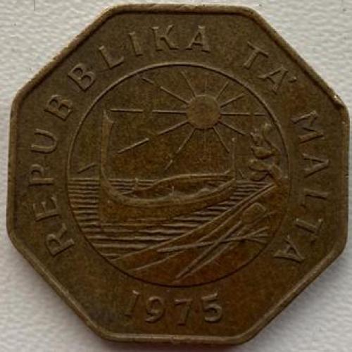 Мальта 25 центов 1975 год №711 Латунь, дм. 30 мм, вес 10,55 г