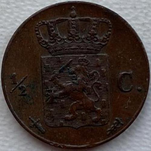 Нидерланды 1/2 цента 1864 год ОТЛИЧНЫЙ СОХРАН!!!!! №г7 РЕДКАЯ!!!!!!!!