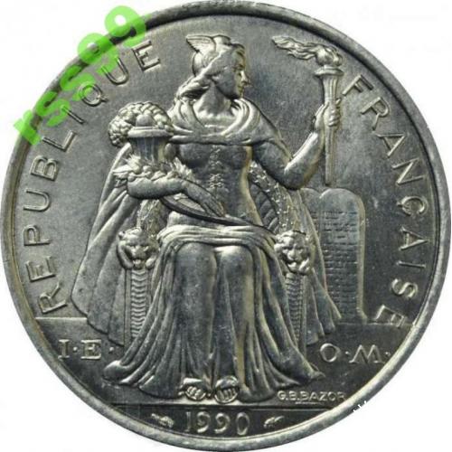 Новая Каледония 5 франков 1990 год ОТЛИЧНОЕ РЕДКОЕ СОСТОЯНИЕ!!!!!!!!!! №495
