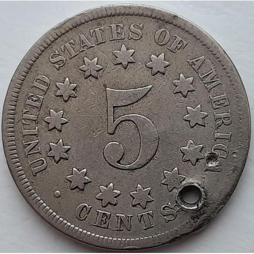 США 5 центов 1867 год НЕ ЧАСТАЯ!!!!!! №м122