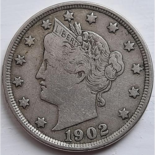 США 5 центов 1902 год №г98