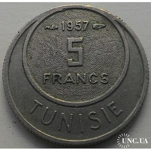Тунис 5 франков 1957 год
