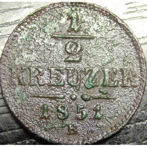 1/2 крейцера 1851 B Австро-Угорщина