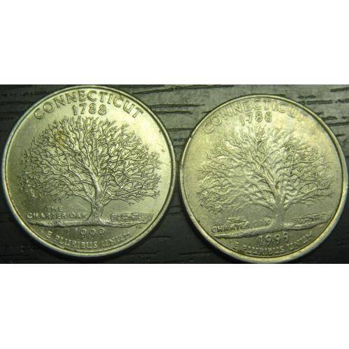 1/4 долара 1999 США Коннектікут (два різновиди)