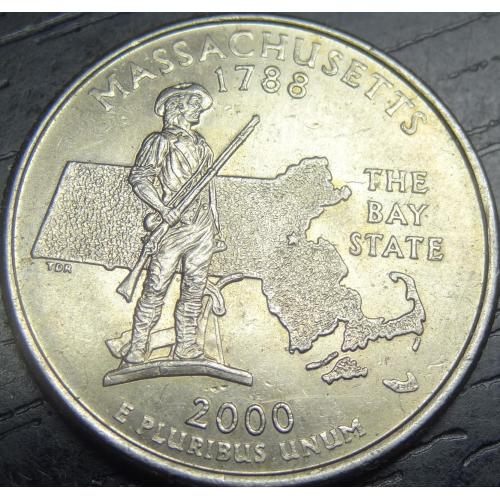 1/4 долара 2000 P США Массачусетс