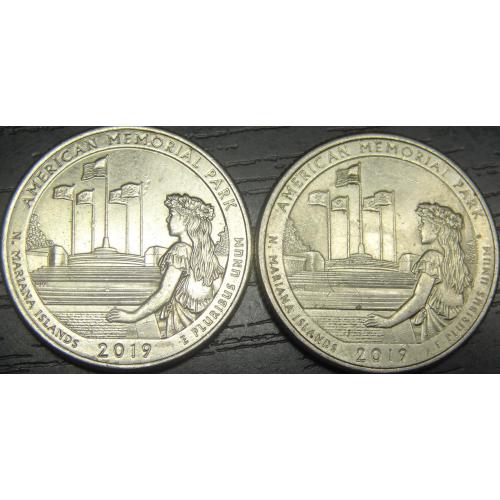 1/4 долара 2019 США Американський меморіальний парк (два різновиди)