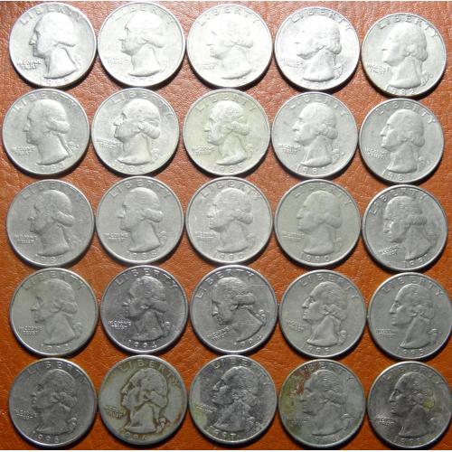 1/4 долара США (порічниця) 25шт, всі різні