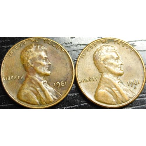 1 цент 1961 США (два різновиди)