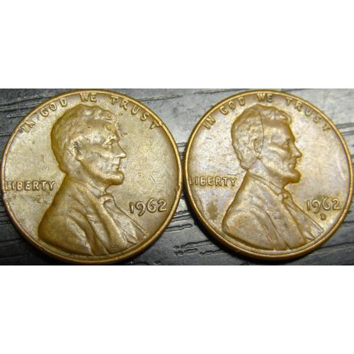 1 цент 1962 США (два різновиди)