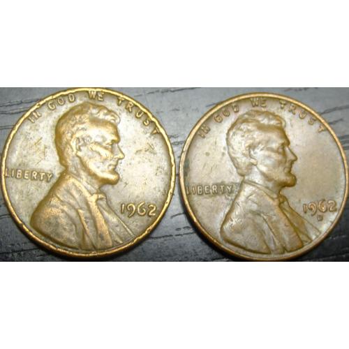 1 цент 1962 США (два різновиди)