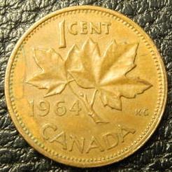 1 цент 1964 Канада брак штампу