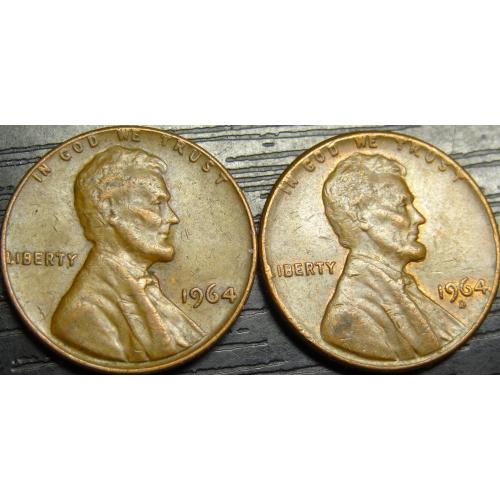 1 цент 1964 США (два різновиди)