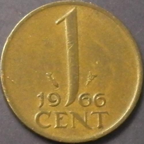 1 цент 1966 Нідерланди (маленька дата)