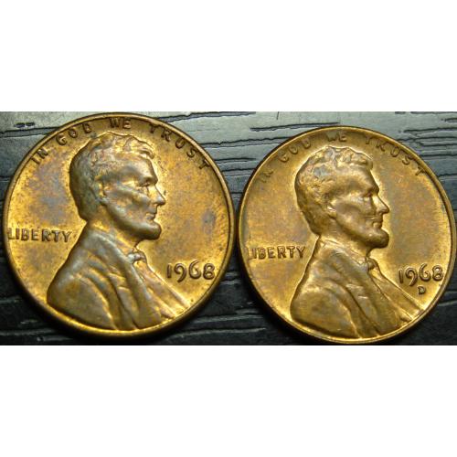 1 цент 1968 США (два різновиди)