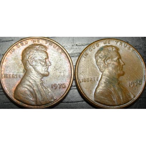 1 цент 1970 США (два різновиди)