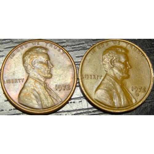 1 цент 1972 США (два різновиди)