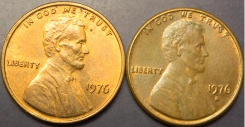 1 цент 1976 США (два різновиди)