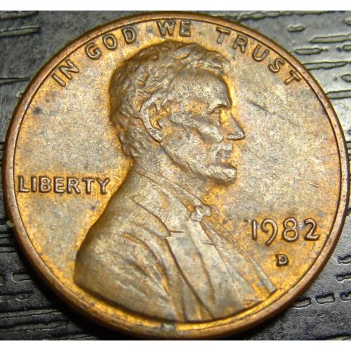 1 цент 1982 D США ЦИНК велика дата (рідкісна)