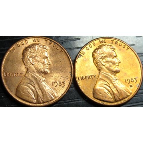 1 цент 1983 США (два різновиди)