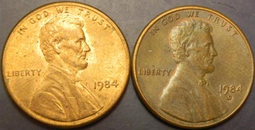 1 цент 1984 США (два різновиди)