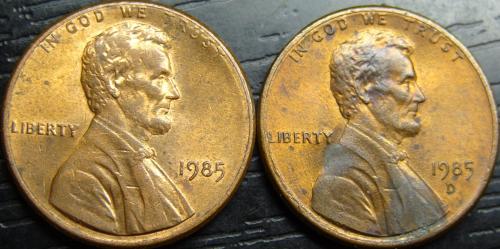 1 цент 1985 США (два різновиди)