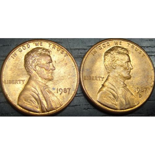 1 цент 1987 США (два різновиди)