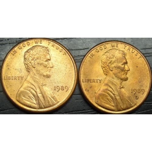 1 цент 1989 США (два різновиди)