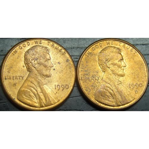 1 цент 1990 США (два різновиди)