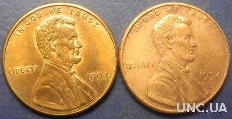 1 цент 1994 США (два різновиди)