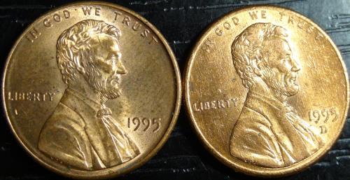 1 цент 1995 США (два різновиди)