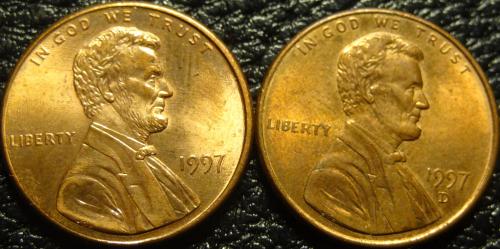 1 цент 1997 США (два різновиди)