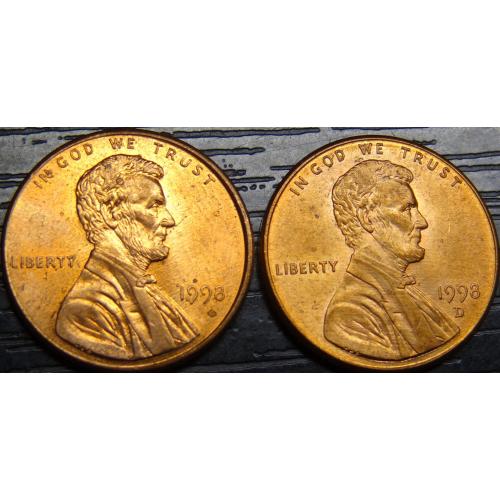 1 цент 1998 США (два різновиди)