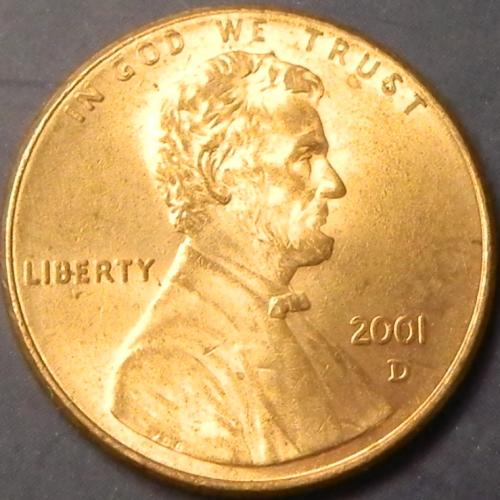 1 цент 2001 D США