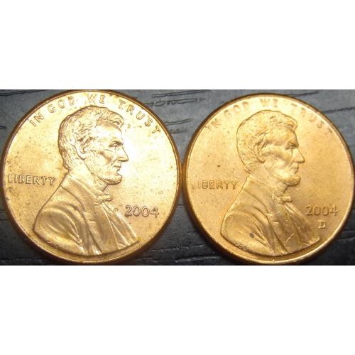 1 цент 2004 США (два різновиди)