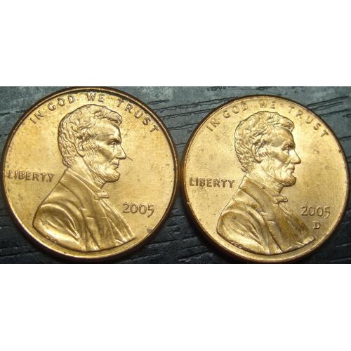 1 цент 2005 США (два різновиди)