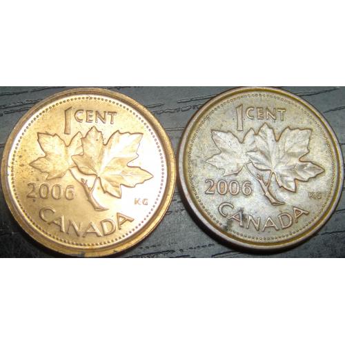 1 цент 2006 Канада (два різновиди) цинк і сталь