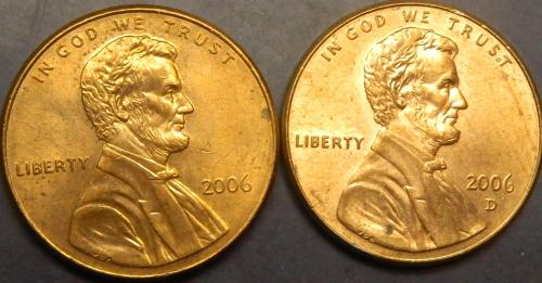 1 цент 2006 США (два різновиди)