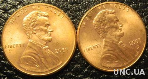1 цент 2007 США (два різновиди)