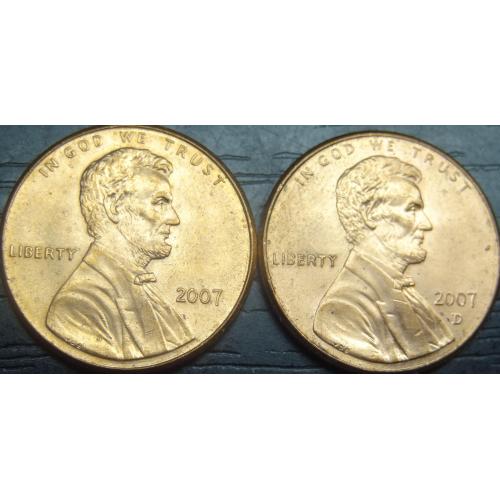 1 цент 2007 США (два різновиди)