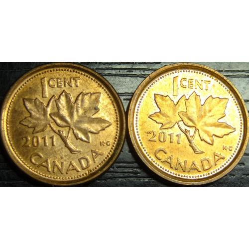 1 цент 2011 Канада (два різновиди) цинк і сталь