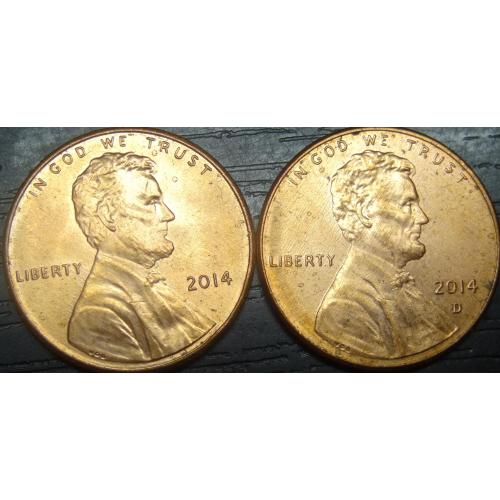1 цент 2014 США (два різновиди)